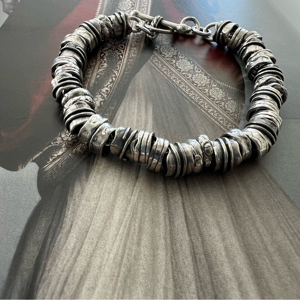 SHABLOOL • Hammered Sterling Silver Tube Link Bracelet